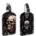 thumbnail image 1 of Square 2Pack PU Leather Skull Cruise Luggage Tag with Privacy Cover and Name ID Tag for Travel Handbags Backpacks Luggage Tags, 1 of 6
