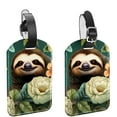 thumbnail image 1 of Square 2Pack PU Leather Sloth Cruise Luggage Tag with Privacy Cover and Name ID Tag for Travel Handbags Backpacks Luggage Tags, 1 of 6