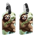 thumbnail image 1 of Square 2Pack PU Leather Sloth Cruise Luggage Tag with Privacy Cover and Name ID Tag for Travel Handbags Backpacks Luggage Tags, 1 of 6