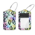 thumbnail image 1 of Square 2Pack PU Leather Snakeskin Texture Cruise Luggage Tag with Privacy Cover and Stainless Steel Ring - Suitable for Travel Handbags Backpacks Luggage Tags, 1 of 6