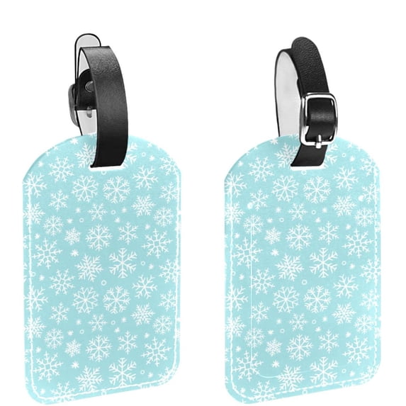 Square 2Pack PU Leather Snowflake Cruise Luggage Tag with Privacy Cover and Name ID Tag for Travel Handbags Backpacks Luggage Tags