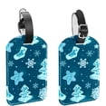 thumbnail image 1 of Square 2Pack PU Leather Snowflake Stocking Cruise Luggage Tag with Privacy Cover and Name ID Tag for Travel Handbags Backpacks Luggage Tags, 1 of 6