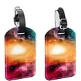 thumbnail image 1 of Square 2Pack PU Leather Space Galaxy Nebula Cruise Luggage Tag with Privacy Cover and Name ID Tag for Travel Handbags Backpacks Luggage Tags, 1 of 6