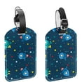thumbnail image 1 of Square 2Pack PU Leather Space Rocket Ships Stars Cruise Luggage Tag with Privacy Cover and Name ID Tag for Travel Handbags Backpacks Luggage Tags, 1 of 6