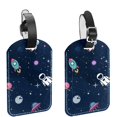 thumbnail image 1 of Square 2Pack PU Leather Space Universe Cruise Luggage Tag with Privacy Cover and Name ID Tag for Travel Handbags Backpacks Luggage Tags, 1 of 6
