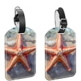 thumbnail image 1 of Square 2Pack PU Leather Starfish Cruise Luggage Tag with Privacy Cover and Name ID Tag for Travel Handbags Backpacks Luggage Tags, 1 of 6