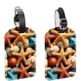 thumbnail image 1 of Square 2Pack PU Leather Starfish Cruise Luggage Tag with Privacy Cover and Name ID Tag for Travel Handbags Backpacks Luggage Tags, 1 of 6