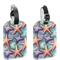 thumbnail image 1 of Square 2Pack PU Leather Starfish Cruise Luggage Tag with Privacy Cover and Name ID Tag for Travel Handbags Backpacks Luggage Tags, 1 of 6