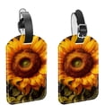 thumbnail image 1 of Square 2Pack PU Leather Sunflower Cruise Luggage Tag with Privacy Cover and Name ID Tag for Travel Handbags Backpacks Luggage Tags, 1 of 6