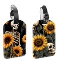 thumbnail image 1 of Square 2Pack PU Leather Sunflower Skull Cruise Luggage Tag with Privacy Cover and Name ID Tag for Travel Handbags Backpacks Luggage Tags, 1 of 6