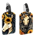 thumbnail image 1 of Square 2Pack PU Leather Sunflower Unicorn Cruise Luggage Tag with Privacy Cover and Name ID Tag for Travel Handbags Backpacks Luggage Tags, 1 of 6