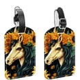 thumbnail image 1 of Square 2Pack PU Leather Sunflower Unicorn Cruise Luggage Tag with Privacy Cover and Name ID Tag for Travel Handbags Backpacks Luggage Tags, 1 of 6