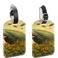 thumbnail image 1 of Square 2Pack PU Leather Sunflower Whale Cruise Luggage Tag with Privacy Cover and Name ID Tag for Travel Handbags Backpacks Luggage Tags, 1 of 6