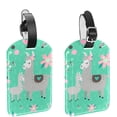 thumbnail image 1 of Square 2Pack PU Leather Teal Mama Llama Cruise Luggage Tag with Privacy Cover and Name ID Tag for Travel Handbags Backpacks Luggage Tags, 1 of 6