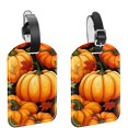 thumbnail image 1 of Square 2Pack PU Leather Thanksgiving Pumpkin Cruise Luggage Tag with Privacy Cover and Name ID Tag for Travel Handbags Backpacks Luggage Tags, 1 of 6