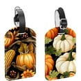 thumbnail image 1 of Square 2Pack PU Leather Thanksgiving Pumpkin Cruise Luggage Tag with Privacy Cover and Name ID Tag for Travel Handbags Backpacks Luggage Tags, 1 of 6
