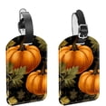 thumbnail image 1 of Square 2Pack PU Leather Thanksgiving Pumpkin Cruise Luggage Tag with Privacy Cover and Name ID Tag for Travel Handbags Backpacks Luggage Tags, 1 of 6