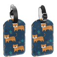thumbnail image 1 of Square 2Pack PU Leather Tiger Cruise Luggage Tag with Privacy Cover and Name ID Tag for Travel Handbags Backpacks Luggage Tags, 1 of 6