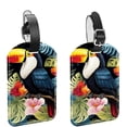 thumbnail image 1 of Square 2Pack PU Leather Toucan Cruise Luggage Tag with Privacy Cover and Name ID Tag for Travel Handbags Backpacks Luggage Tags, 1 of 6