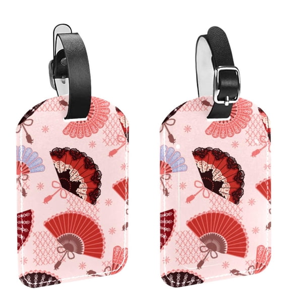 Square 2Pack PU Leather Traditional Spanish Cruise Luggage Tag with Privacy Cover and Name ID Tag for Travel Handbags Backpacks Luggage Tags