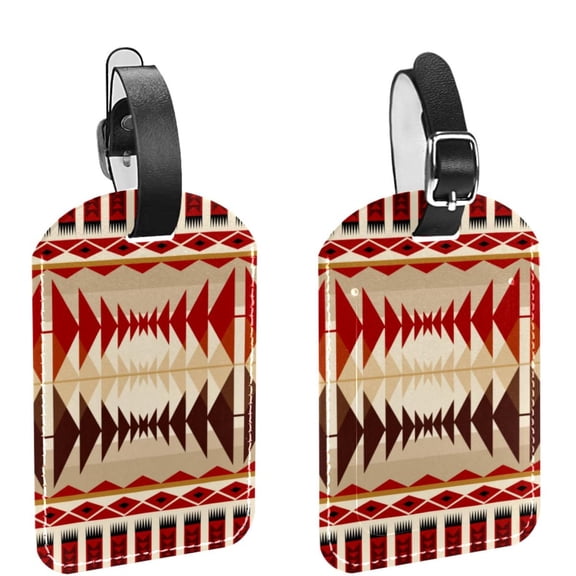 Square 2Pack PU Leather Tribe Cruise Luggage Tag with Privacy Cover and Name ID Tag for Travel Handbags Backpacks Luggage Tags