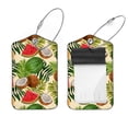 thumbnail image 1 of Square 2Pack PU Leather Tropical Fruits Cruise Luggage Tag with Privacy Cover and Stainless Steel Ring - Suitable for Travel Handbags Backpacks Luggage Tags, 1 of 6