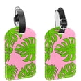 thumbnail image 1 of Square 2Pack PU Leather Tropical Leaves Cruise Luggage Tag with Privacy Cover and Name ID Tag for Travel Handbags Backpacks Luggage Tags, 1 of 6