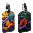 thumbnail image 1 of Square 2Pack PU Leather Tropical Leaves Cruise Luggage Tag with Privacy Cover and Name ID Tag for Travel Handbags Backpacks Luggage Tags, 1 of 6