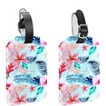 thumbnail image 1 of Square 2Pack PU Leather Tropical Leaves Cruise Luggage Tag with Privacy Cover and Name ID Tag for Travel Handbags Backpacks Luggage Tags, 1 of 6