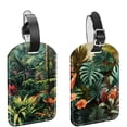 thumbnail image 1 of Square 2Pack PU Leather Tropical Plants Cruise Luggage Tag with Privacy Cover and Name ID Tag for Travel Handbags Backpacks Luggage Tags, 1 of 6