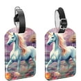 thumbnail image 1 of Square 2Pack PU Leather Unicorn Cruise Luggage Tag with Privacy Cover and Name ID Tag for Travel Handbags Backpacks Luggage Tags, 1 of 6