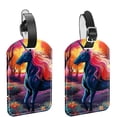 thumbnail image 1 of Square 2Pack PU Leather Unicorn Cruise Luggage Tag with Privacy Cover and Name ID Tag for Travel Handbags Backpacks Luggage Tags, 1 of 6
