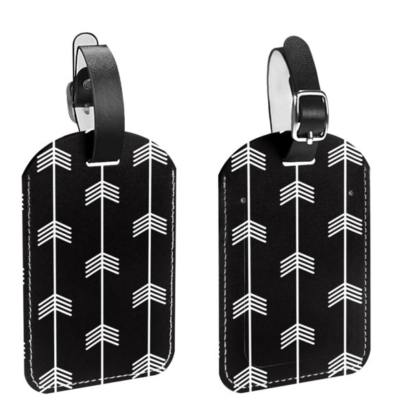 Square 2Pack PU Leather White Arrow Cruise Luggage Tag with Privacy Cover and Name ID Tag for Travel Handbags Backpacks Luggage Tags