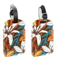 thumbnail image 1 of Square 2Pack PU Leather White Orange Lily Flower Cruise Luggage Tag with Privacy Cover and Name ID Tag for Travel Handbags Backpacks Luggage Tags, 1 of 6