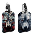 thumbnail image 1 of Square 2Pack PU Leather Wolf Cruise Luggage Tag with Privacy Cover and Name ID Tag for Travel Handbags Backpacks Luggage Tags, 1 of 6