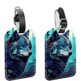 thumbnail image 1 of Square 2Pack PU Leather Wolf Cruise Luggage Tag with Privacy Cover and Name ID Tag for Travel Handbags Backpacks Luggage Tags, 1 of 6