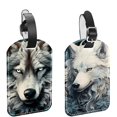 thumbnail image 1 of Square 2Pack PU Leather Wolf Cruise Luggage Tag with Privacy Cover and Name ID Tag for Travel Handbags Backpacks Luggage Tags, 1 of 6