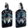 thumbnail image 1 of Square 2Pack PU Leather Wolf Cruise Luggage Tag with Privacy Cover and Name ID Tag for Travel Handbags Backpacks Luggage Tags, 1 of 6