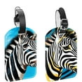 thumbnail image 1 of Square 2Pack PU Leather Zebra Cruise Luggage Tag with Privacy Cover and Name ID Tag for Travel Handbags Backpacks Luggage Tags, 1 of 6