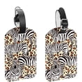 thumbnail image 1 of Square 2Pack PU Leather zebra Cruise Luggage Tag with Privacy Cover and Name ID Tag for Travel Handbags Backpacks Luggage Tags, 1 of 6