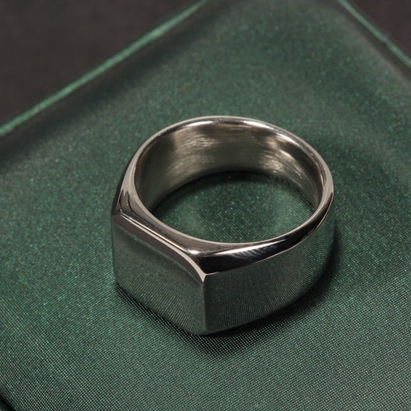Square 304 Stainless Steel Finger Rings Signet Rings for Men Stainless Steel color Square: 14x14mm Inner Diameter: 19mm