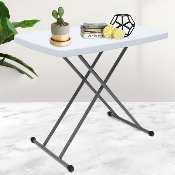 Square 30x20" Plastic Folding Card Table Lifting Desk Height Adjustable White US
