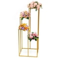 thumbnail image 1 of Square 4-Story Wedding Flower Stand Metal Vase Rack Gold Flower Stands for Outdoor / Indoor Plants, 1 of 15