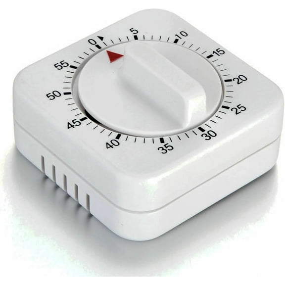 Square 60 Minute Mechanical Kitchen Timer - Visual Kitchen Cooking Timer Clock with Loud Alarm - No Batteries Required-Manual Countdown Timer for Classroom, Home, Study and Cooking (White)