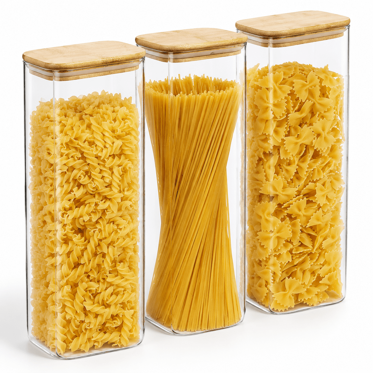 Square 79OZ Set-3Pack Borosilicate Glass Food Storage Jars with ...
