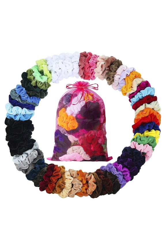 80-Pack Silk Satin Hair Scrunchies - 40 Color Assortment Large Elastic Hair Ties, Gentle Vintage Style Hair Accessories for Women & Teens