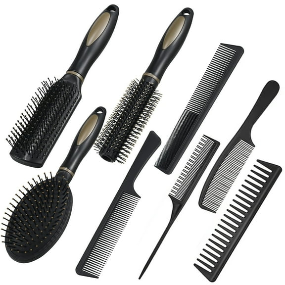 Square 8Pcs Hair Brush for Women and Men, Detangling Styling Comb Set for Long Thick Thin Curly Hair, Hairbrush Great On Wet or Dry, No More Tangle