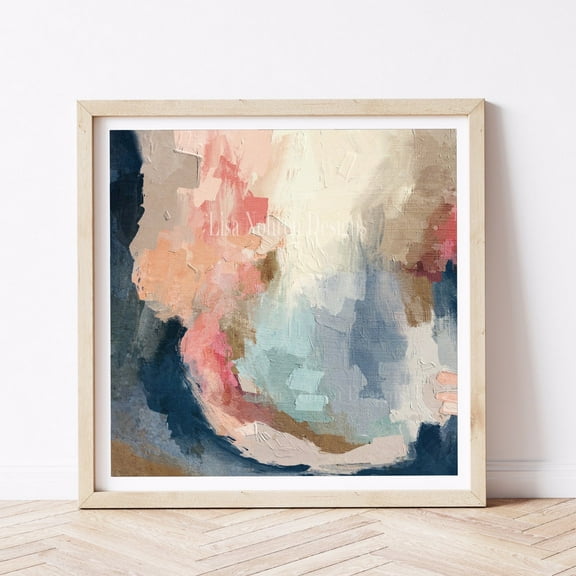 Square Abstract Painting Art Colorful Abstract Print Modern Painting Contemporary Neutral Colors Wall Art, Modern Wall Decor, 24x24 UNFRAMED