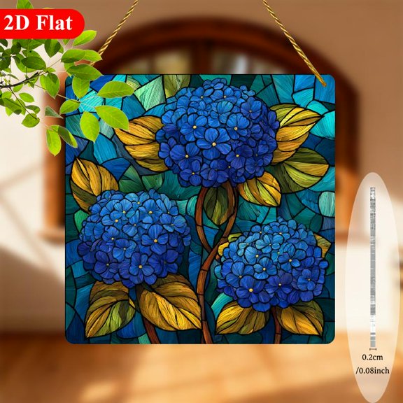 Square Acrylic Art Light Catcher 8x8 Inch, 2D Flat Single Daisy Sun Catcher, Transparent Prism Window Ornament for Room Wall, Vibrant Floral Hanging Gift for Home & Window Decor