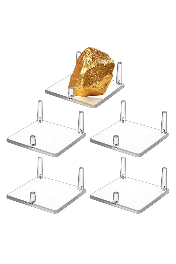 Square Acrylic Base Display Easel Stands for Gemstones Agates Rocks Displays Holder Clear 8.5x8.5x3.7cm